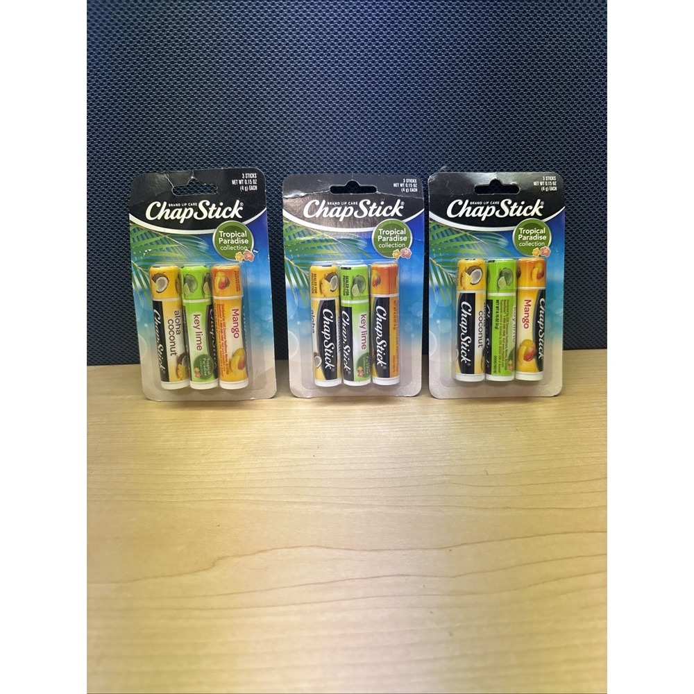 Lot Of 3 Chapstick Tropical Paradise 3 Sticks Aloha Coconut Key Lime Mango